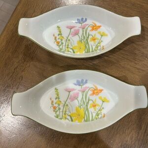 Floral Ceramic Serving Dishes - Set of 2, Vintage, GUC, No Chips